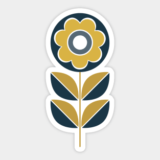 Retro Geometric Flower 5 in Navy Blue and Mustard Yellow Sticker